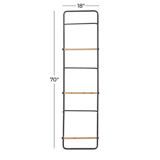 Black Metal Wall Mounted 6 Rack Magazine Holder